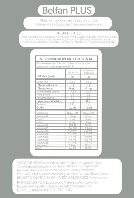 Colágeno Hidrolizado Belfan Original x 20 Sobres