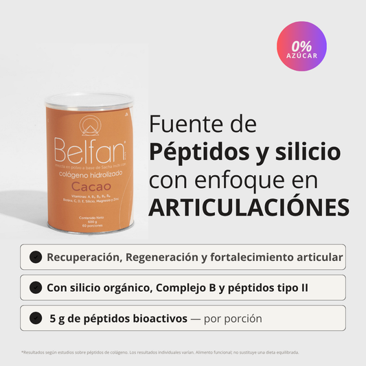 Colágeno Hidrolizado Belfan Cacao y Silicio x 600g